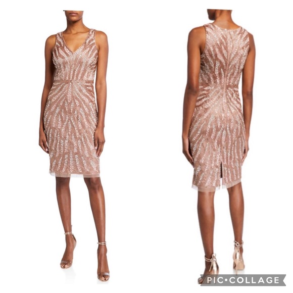 Aidan Mattox fully beaded sleeveless V-Neck dressy dress - Picture 3 of 12